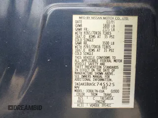 2005 Nissan Pathfinder LE with VIN 5N1AR18UX5C745525, listed as a IAAI auction lot 42041750 with 258,684 mi miles and . Bid and sale history available at DreamBid. Image 9.