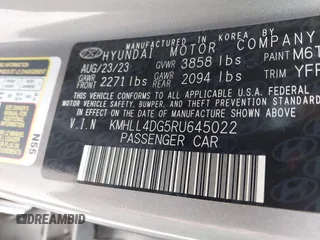 2024 Hyundai Elantra SE z VIN KMHLL4DG5RU645022, wystawiony jako IAAI lot #42651170 z przebiegiem 33 769 mil mil oraz . Historia ofert i sprzedaży dostępna na DreamBid. Obrazek 9.