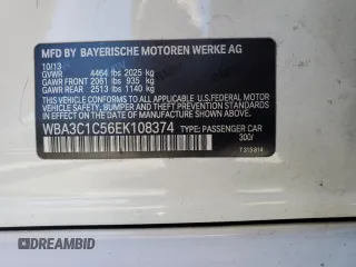 2014 BMW 3 Series 328i with VIN WBA3C1C56EK108374, listed as a Copart auction lot 52902485 with 136,407 mi miles and Salvage Title. Bid and sale history available at carsss.com. Image 12.