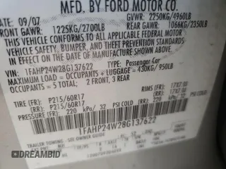 2008 Ford Taurus SEL with VIN 1FAHP24W28G137622, listed as a Copart auction lot 82828674 with 118,888 mi miles and Salvage Title. Bid and sale history available at carsss.com. Image 12.