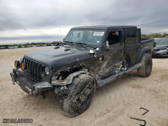 2021 Jeep Gladiator Texas Trail with VIN 1C6JJTAM6ML612705, listed as a Copart auction lot 83910614 with 0 mi miles and Salvage Title. Bid and sale history available at carsss.com. Image 1.