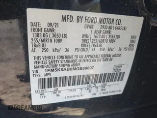 2021 Ford Police Interceptor Utility z VIN 1FM5K8AB0MGB98697, wystawiony jako IAAI lot #41877811 z przebiegiem 23 127 mil mil oraz . Historia ofert i sprzedaży dostępna na DreamBid. Obrazek 9.