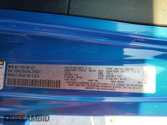 2024 Jeep Gladiator Sport z VIN 1C6HJTAG8RL127627, wystawiony jako Copart lot #87679635 z przebiegiem Nie podano mil oraz Nie do naprawy • Non repairable. Historia ofert i sprzedaży dostępna na DreamBid. Obrazek 13.