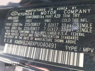 2023 Hyundai Kona SEL with VIN KM8K62ABXPU040491, listed as a IAAI auction lot 42166633 with 34,771 mi miles and . Bid and sale history available at DreamBid. Image 9.