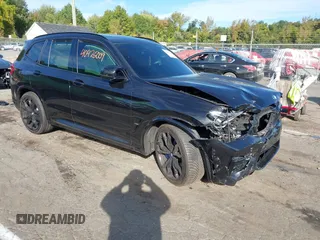 2020 BMW X3 M with VIN 5YMTS0C00L9B87771, listed as a IAAI auction lot 40475009 with 1 mi miles. Bid and sale history available at carsss.com. Image 1.