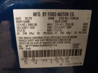 2024 Ford Maverick XLT with VIN 3FTTW8H32RRA35113, listed as a IAAI auction lot 41908776 with 13,354 mi miles. Bid and sale history available at carsss.com. Image 17.