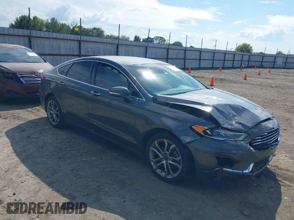 2019 Ford Fusion SEL with VIN 3FA6P0CD7KR159644, listed as a IAAI auction lot 40280287 with 57,329 mi miles. Bid and sale history available at carsss.com. Image 1.