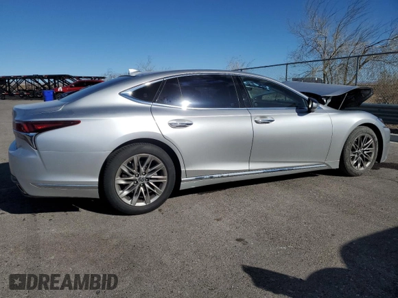 2018 Lexus LS 500 with VIN JTHB51FF7J5003282, listed as a Copart auction lot 46177865 with 52,709 mi miles and Salvage title. Bid and sale history available at DreamBid. Image 3.