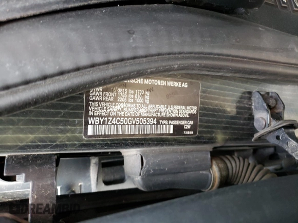 2016 BMW i3 with VIN WBY1Z4C50GV505394, listed as a Copart auction lot 48674073 with 0 mi miles. Bid and sale history available at carsss.com. Image 12.
