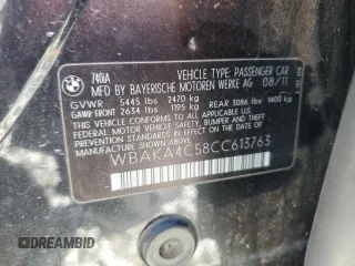 2012 BMW 7 Series 740i with VIN WBAKA4C58CC613763, listed as a Copart auction lot 43557415 with 0 mi miles and Salvage Title. Bid and sale history available at carsss.com. Image 15.
