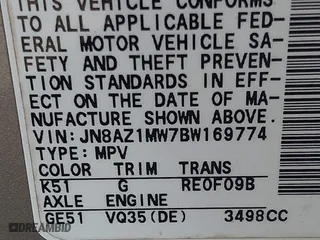 2011 Nissan Murano SV with VIN JN8AZ1MW7BW169774, listed as a IAAI auction lot 40752308 with 167,144 mi miles. Bid and sale history available at carsss.com. Image 9.