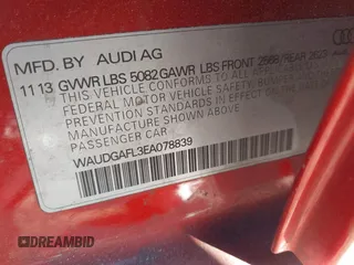 2014 Audi S4 Premium Plus with VIN WAUDGAFL3EA078839, listed as a IAAI auction lot 41428351 with 55,582 mi miles. Bid and sale history available at carsss.com. Image 9.