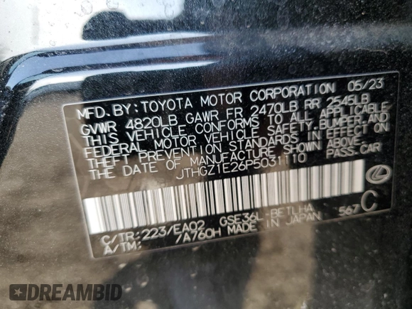 2023 Lexus IS with VIN JTHGZ1E26P5031110, listed as a Copart auction lot 47518905 with 9,498 mi miles and Salvage Title. Bid and sale history available at carsss.com. Image 12.