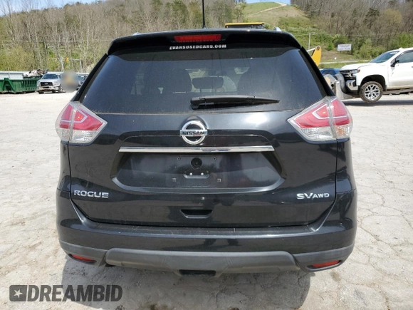 2016 Nissan Rogue SV with VIN KNMAT2MVXGP647312, listed as a Copart auction lot 53097615 with 129,399 mi miles and Salvage Title. Bid and sale history available at DreamBid. Image 6.
