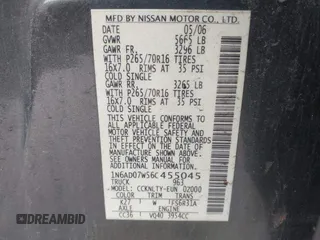 2006 Nissan Frontier LE с VIN 1N6AD07W56C455045, выставлен на аукционе IAAI как лот 42536155 с пробегом 124 716 миль миль и . История ставок и продаж доступна на DreamBid. Изображение 9.