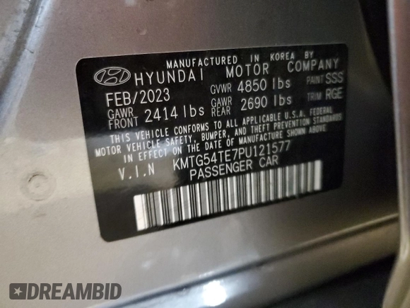 2023 Genesis G70 3.3T with VIN KMTG54TE7PU121577, listed as a Copart auction lot 78429434 with 15,343 mi miles and Salvage Title. Bid and sale history available at DreamBid. Image 12.