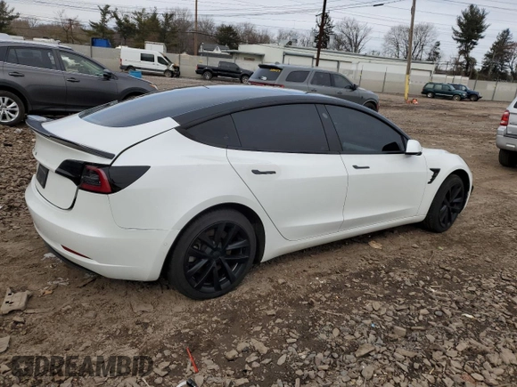 2022 Tesla Model 3 Long Range with VIN 5YJ3E1EB4NF164276, listed as a Copart auction lot 45802865 with 56,836 mi miles and Salvage Title. Bid and sale history available at DreamBid. Image 3.