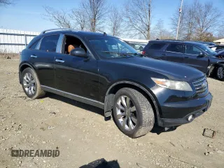 2005 Infiniti FX z VIN JNRAS08WX5X204374, wystawiony jako Copart lot #47408985 z przebiegiem 200 548 mil mil oraz Szkoda całkowita • Salvage title. Historia ofert i sprzedaży dostępna na DreamBid. Obrazek 4.