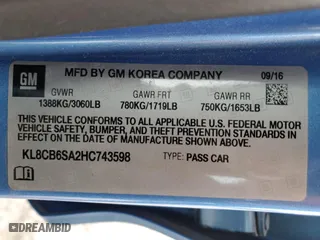 2017 Chevrolet Spark LS with VIN KL8CB6SA2HC743598, listed as a Copart auction lot 51706705 with 90,565 mi miles and Salvage Title. Bid and sale history available at carsss.com. Image 12.