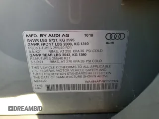 2019 Audi SQ5 Premium Plus with VIN WA1B4AFY5K2002974, listed as a Copart auction lot 36189633 with 27,979 mi miles. Bid and sale history available at carsss.com. Image 13.