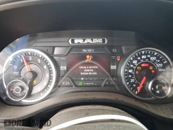 2019 Ram 1500 Big Horn/Lone Star with VIN 1C6SRFFT6KN518419, listed as a Copart auction lot 46429725 with 110,272 mi miles and Salvage Title. Bid and sale history available at carsss.com. Image 9.