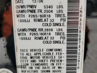 2007 Infiniti FX35 with VIN JNRAS08U87X102816, listed as a Copart auction lot 60857214 with 182,310 mi miles and Salvage Title. Bid and sale history available at carsss.com. Image 12.