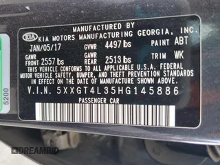 2017 Kia Optima LX with VIN 5XXGT4L35HG145886, listed as a Copart auction lot 63616595 with 105,242 mi miles and Salvage title. Bid and sale history available at DreamBid. Image 12.