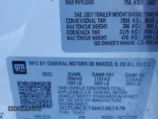 2021 GMC Sierra 1500 Elevation with VIN 3GTU9CET6MG367479, listed as a Copart auction lot 45687305 with 58,807 mi miles and Salvage Title. Bid and sale history available at DreamBid. Image 12.