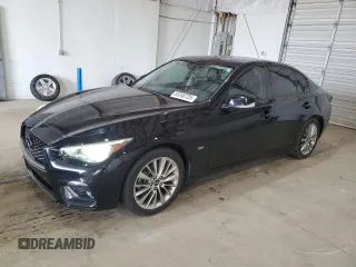 2018 Infiniti Q50 Luxe with VIN JN1EV7AP9JM361963, listed as a Copart auction lot 65348725 with 95,753 mi miles and Clean title. Bid and sale history available at DreamBid. Image 1.