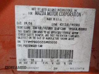 2005 Mazda 6 Sport S with VIN 1YVHP80D555M05050, listed as a Copart auction lot 88504175 with 177,825 mi miles and Salvage Title. Bid and sale history available at DreamBid. Image 13.