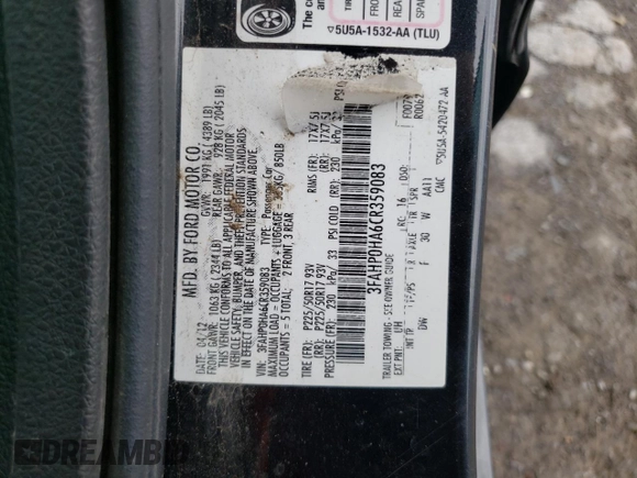 2012 Ford Fusion SE z VIN 3FAHP0HA6CR359083, wystawiony jako Copart lot #56463515 z przebiegiem 135 730 mil mil oraz Szkoda całkowita • Salvage title. Historia ofert i sprzedaży dostępna na DreamBid. Obrazek 12.