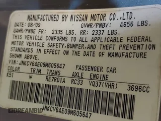 2009 Infiniti G37 with VIN JNKCV64E09M605647, listed as a IAAI auction lot 41809386 with Not Provided miles. Bid and sale history available at carsss.com. Image 9.