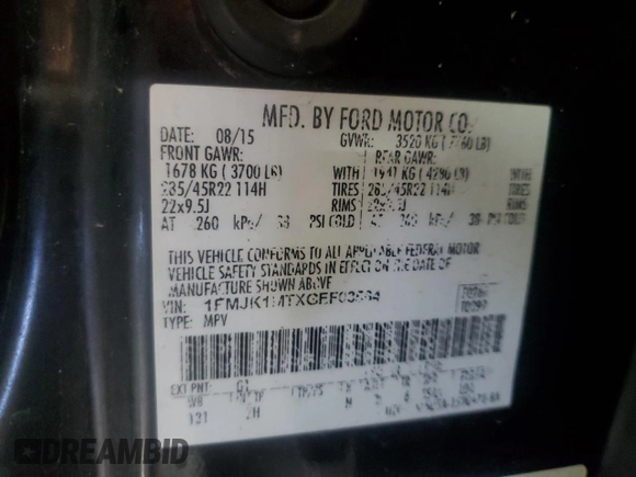 2016 Ford Expedition Max Platinum with VIN 1FMJK1MTXGEF03584, listed as a Copart auction lot 55756615 with 174,318 mi miles and Salvage title. Bid and sale history available at DreamBid. Image 13.