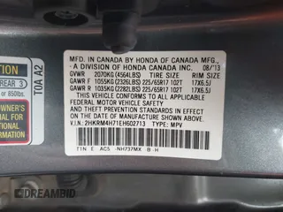 2014 Honda CR-V EX-L with VIN 2HKRM4H71EH602713, listed as a IAAI auction lot 41720322 with 39,294 mi miles. Bid and sale history available at carsss.com. Image 9.