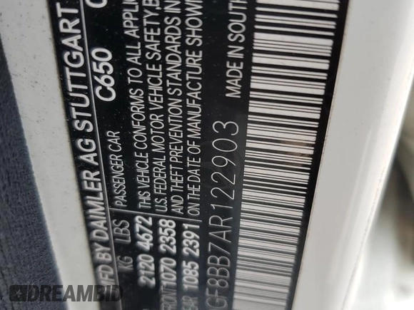 2010 Mercedes-Benz C 300 Sport z VIN WDDGF8BB7AR122903, wystawiony jako Copart lot #50936345 z przebiegiem 172 954 mil mil oraz Szkoda całkowita • Salvage title. Historia ofert i sprzedaży dostępna na DreamBid. Obrazek 12.
