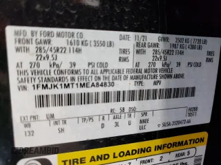 2021 Ford Expedition Max Platinum with VIN 1FMJK1MT1MEA84830, listed as a Copart auction lot 56530065 with 48,330 mi miles and Salvage title. Bid and sale history available at DreamBid. Image 13.