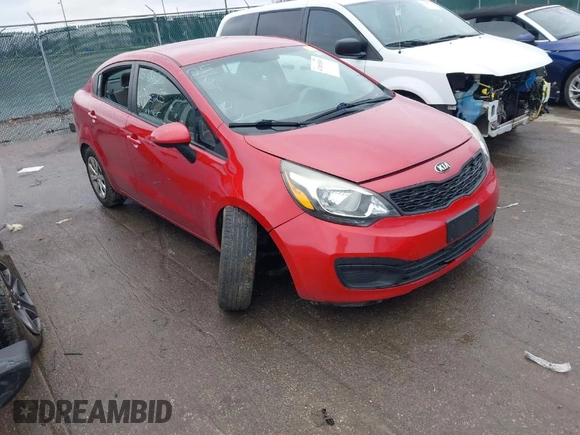 2014 Kia Rio LX with VIN KNADM4A36E6417050, listed as a IAAI auction lot 42005888 with 129,433 mi miles. Bid and sale history available at carsss.com. Image 1.
