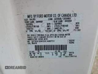 2003 Ford F-150 XL with VIN 2FTRX18W53CA80751, listed as a Copart auction lot 85313664 with 286,105 mi miles and Salvage Title. Bid and sale history available at carsss.com. Image 12.