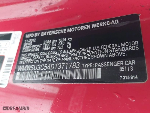 2013 MINI Cooper Hardtop with VIN WMWSU3C54DT371783, listed as a IAAI auction lot 41131978 with 130,053 mi miles. Bid and sale history available at carsss.com. Image 9.