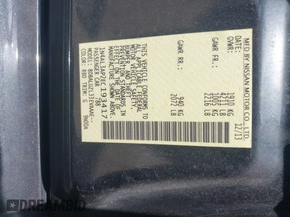 2014 Nissan Altima SV with VIN 1N4AL3AP2EC193417, listed as a IAAI auction lot 42041972 with 162,010 mi miles and . Bid and sale history available at DreamBid. Image 9.