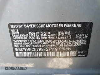 2019 MINI Countryman Cooper with VIN WMZYV5C57K3F57419, listed as a Copart auction lot 38755424 with 84,581 mi miles and Salvage Title. Bid and sale history available at carsss.com. Image 14.