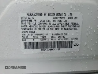 2017 Infiniti Q50 Sport with VIN JN1EV7AP5HM743157, listed as a Copart auction lot 45171125 with 69,641 mi miles and Salvage title. Bid and sale history available at DreamBid. Image 12.