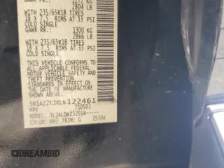 2020 Nissan Murano SV z VIN 5N1AZ2BJXLN122461, wystawiony jako Copart lot #56222054 z przebiegiem 108 759 mil mil oraz Szkoda całkowita • Salvage title. Historia ofert i sprzedaży dostępna na DreamBid. Obrazek 14.