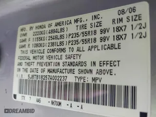 2007 Acura RDX with VIN 5J8TB18257A002237, listed as a IAAI auction lot 41275828 with 178,025 mi miles. Bid and sale history available at carsss.com. Image 9.