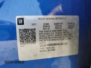 2017 Chevrolet Bolt EV Premier with VIN 1G1FX6S08H4186180, listed as a Copart auction lot 58431925 with 79,966 mi miles and Salvage title. Bid and sale history available at DreamBid. Image 13.
