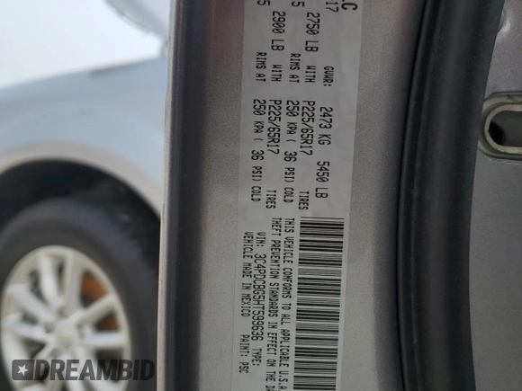 2017 Dodge Journey SXT with VIN 3C4PDCBG5HT599636, listed as a Copart auction lot 60121895 with 54,659 mi miles and Salvage title. Bid and sale history available at DreamBid. Image 13.