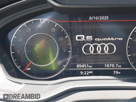 2019 Audi Q5 Premium Plus with VIN WA1BNAFY7K2079343, listed as a IAAI auction lot 42434039 with 89,451 mi miles and . Bid and sale history available at DreamBid. Image 15.