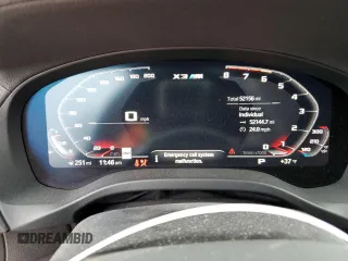 2021 BMW X3 M with VIN 5YMTS0C03M9F04458, listed as a Copart auction lot 42162245 with 52,156 mi miles and Salvage Title. Bid and sale history available at carsss.com. Image 9.