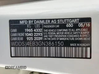 2016 Mercedes-Benz CLA 250 with VIN WDDSJ4EB3GN386150, listed as a Copart auction lot 56791583 with 111,572 mi miles and . Bid and sale history available at DreamBid. Image 12.