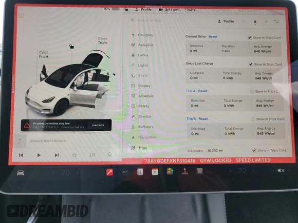 2022 Tesla Model Y Performance with VIN 7SAYGDEFXNF510418, listed as a Copart auction lot 51131465 with 16,263 mi miles and Salvage Title. Bid and sale history available at DreamBid. Image 9.